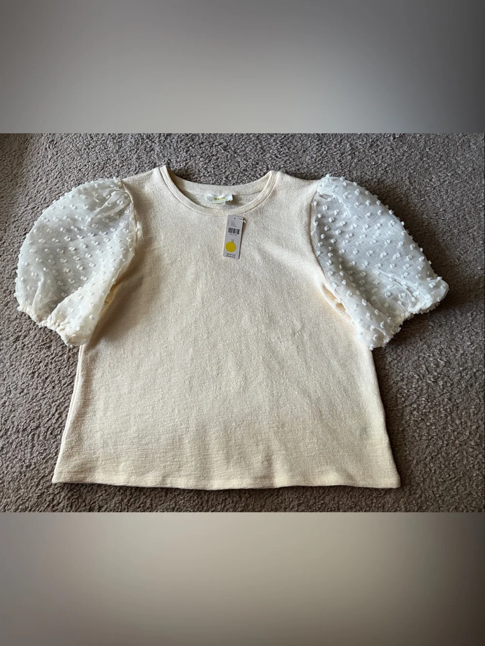 NWT Anthropologie Maeve Cream Puff-Sleeve Top Sz Medium